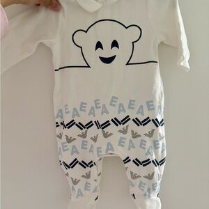 Emporio Armani White and Gray Kids One Piece - New without tags! (3 months)